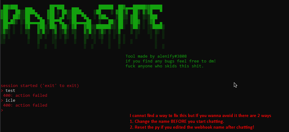 GitHub - alenifyy/PARASITE-1.0: This tool is used for discord webhooks ...