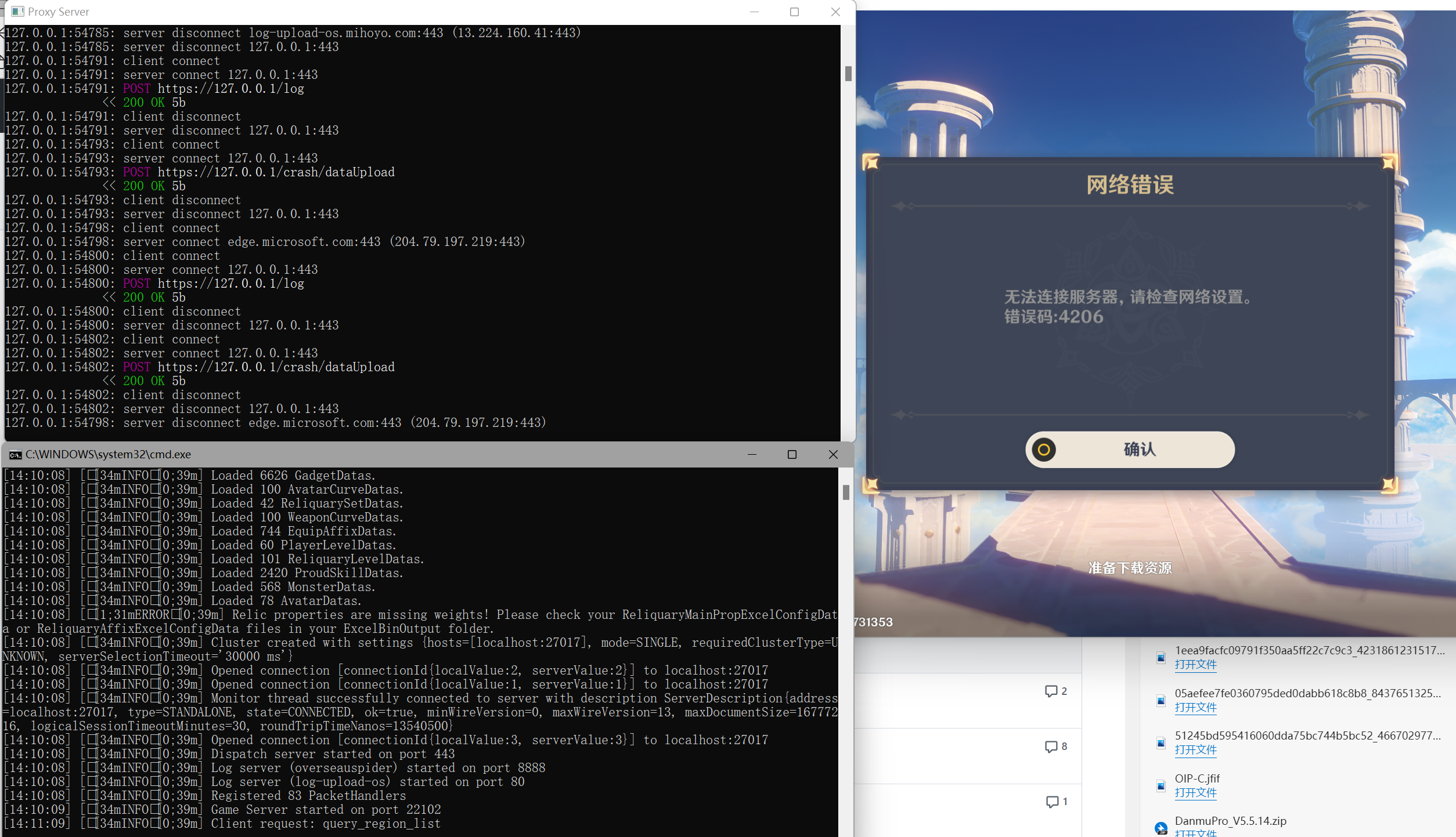 Help wrong 4206 can not connect to the local server issue 462