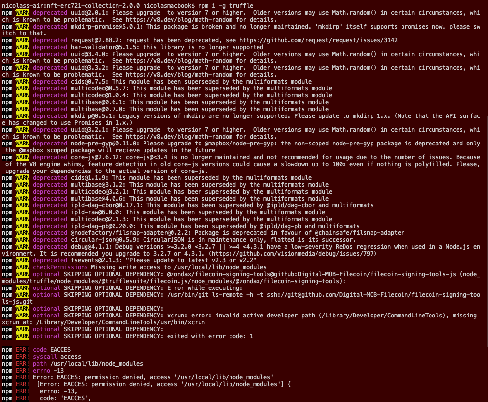 npm i g truffle ,getting an error!!!! · Issue 123 · hashlipslab/nft