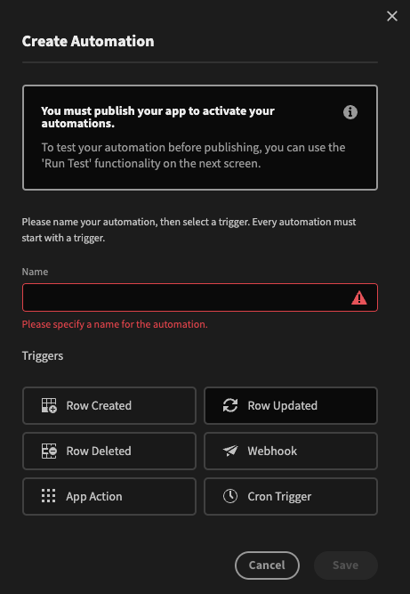 Create Automation modal UX improvements · Issue #6067 · Budibase ...