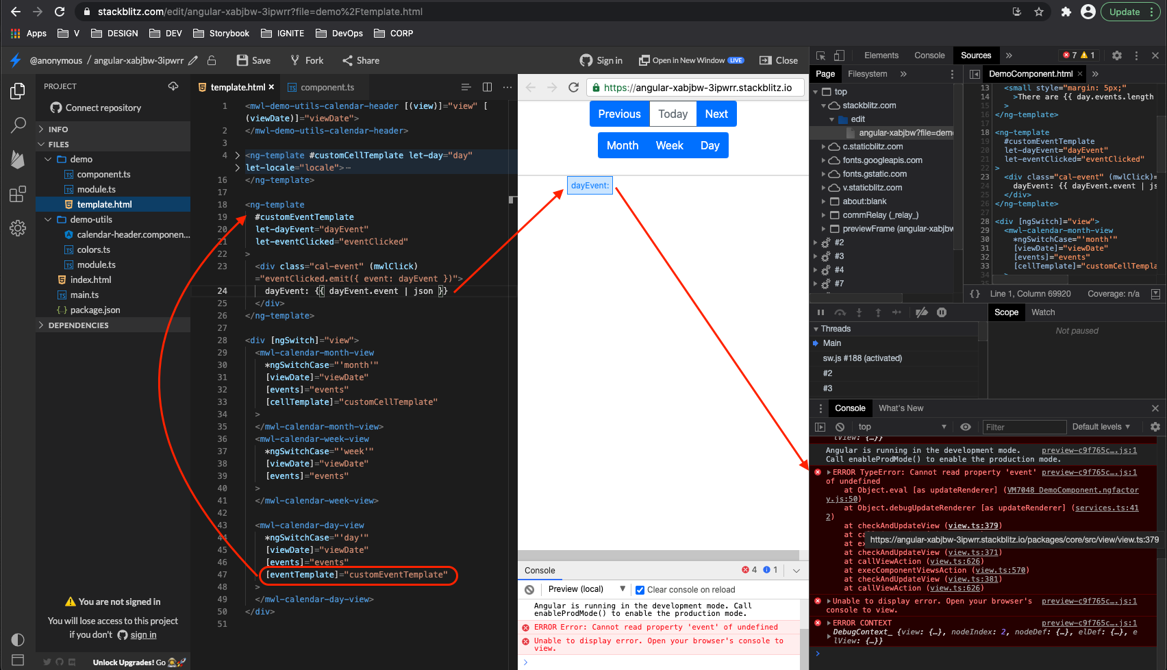 Cannot Access DayEvent Variable In Custom Event Template For Issue 
