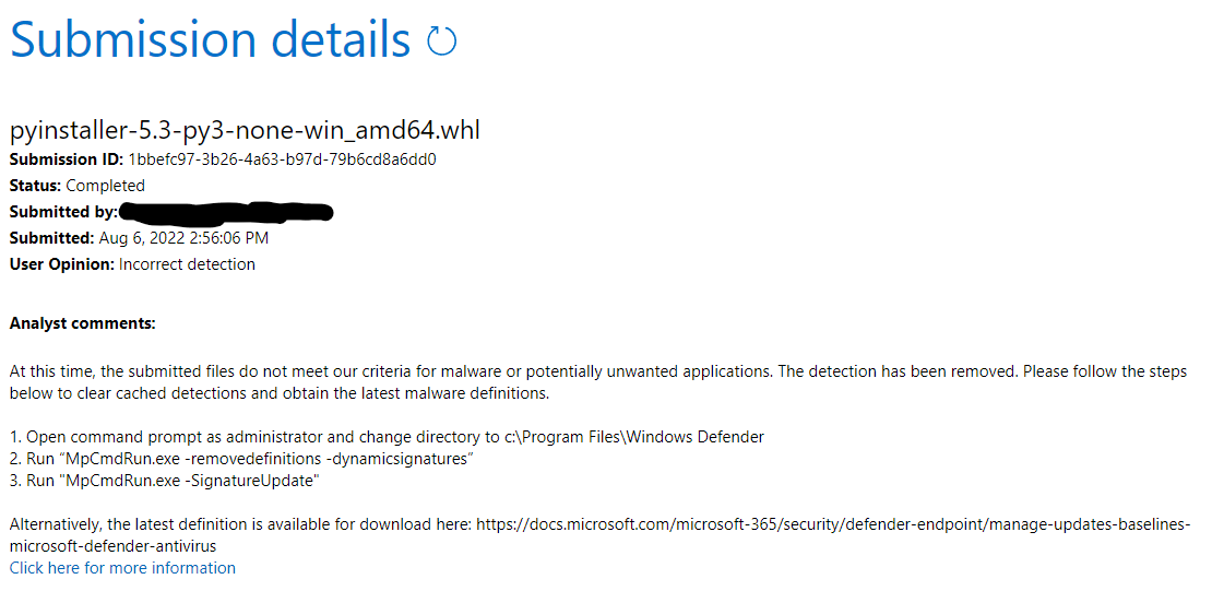 pyinstaller-5.3-py3-none-win_amd64.whl false positive by windows ...