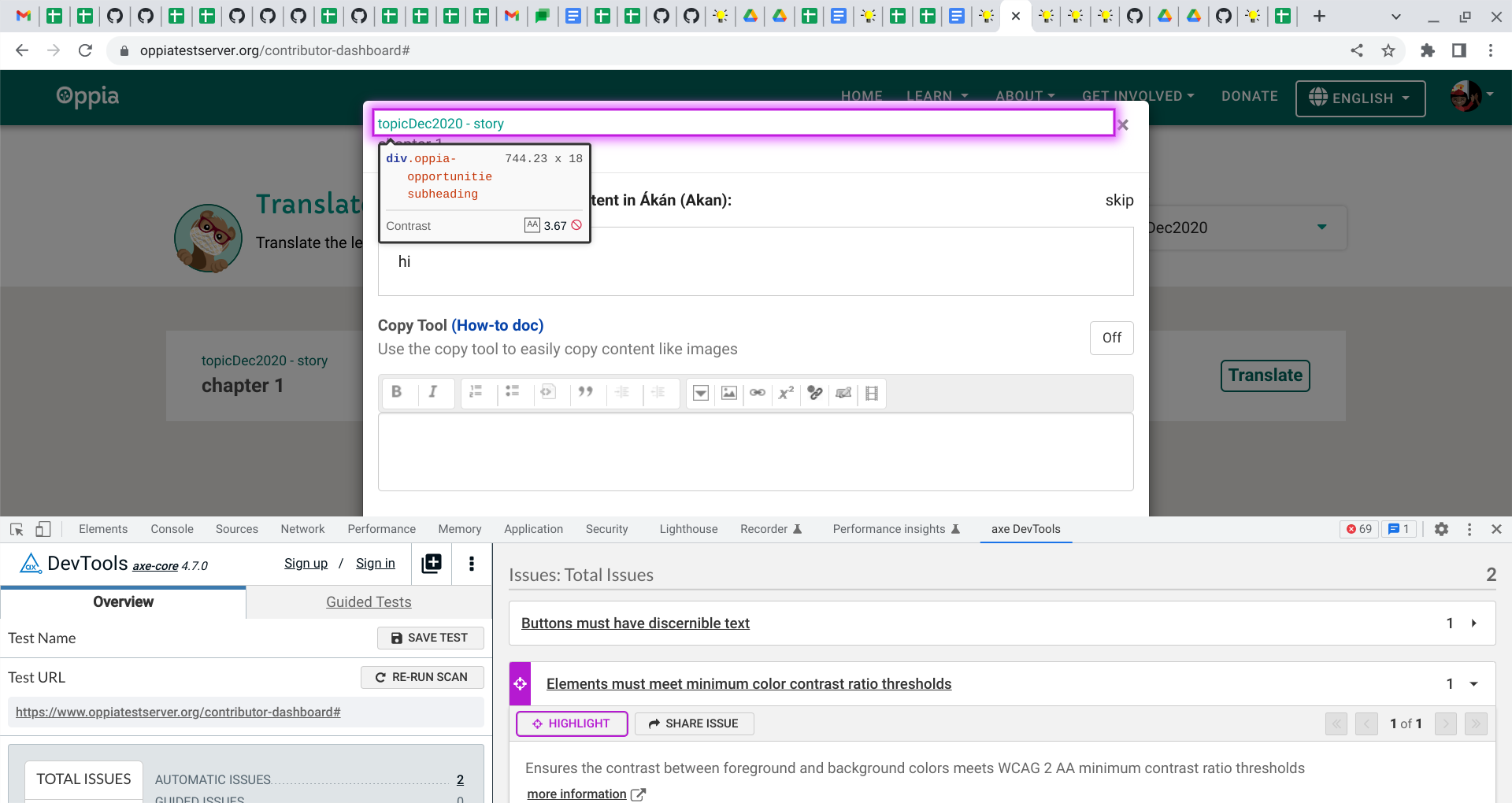 [BUG] Elements must meet minimum color contrast ratio thresholds in