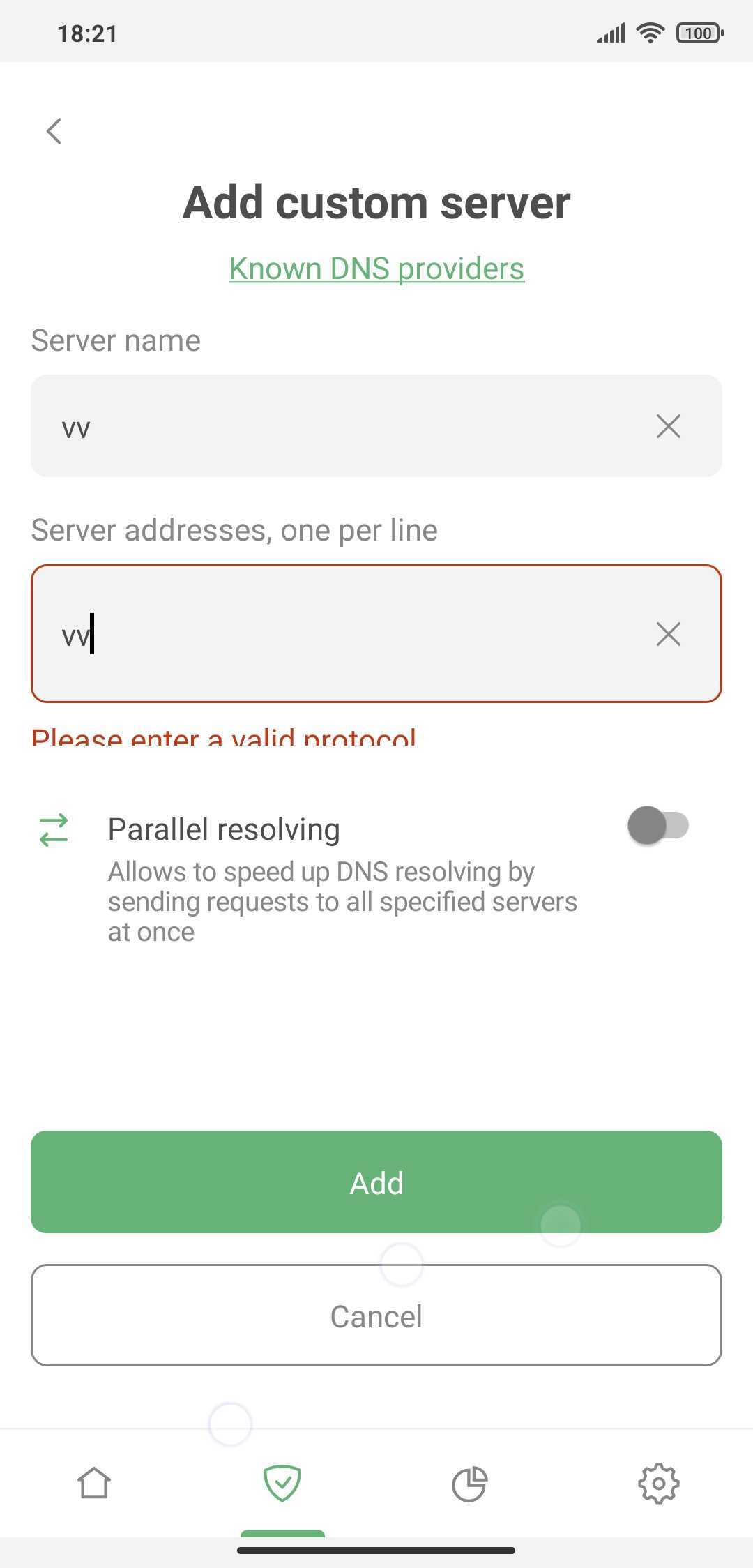 If you quickly add an invalid value, the error text is shown incomplete ...