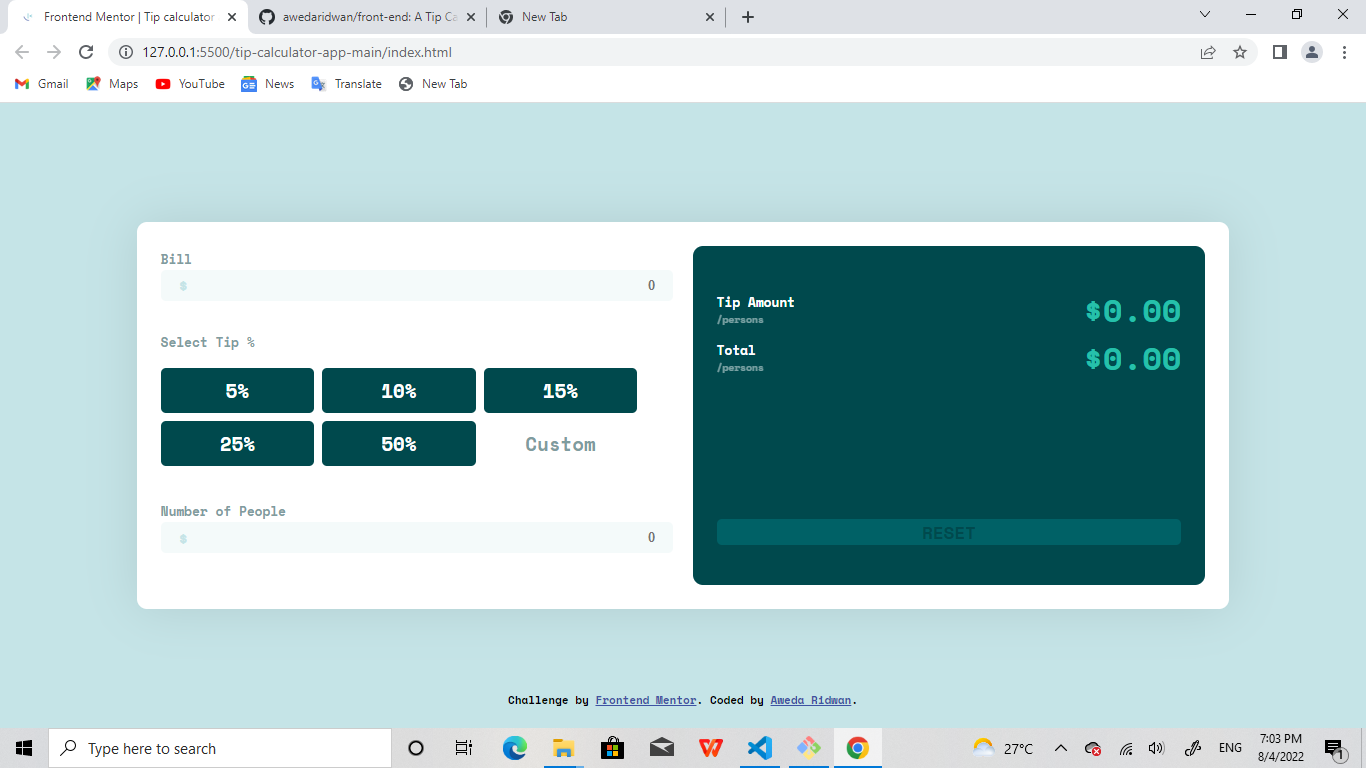 GitHub - awedaridwan/front-end: A Tip Calculator
