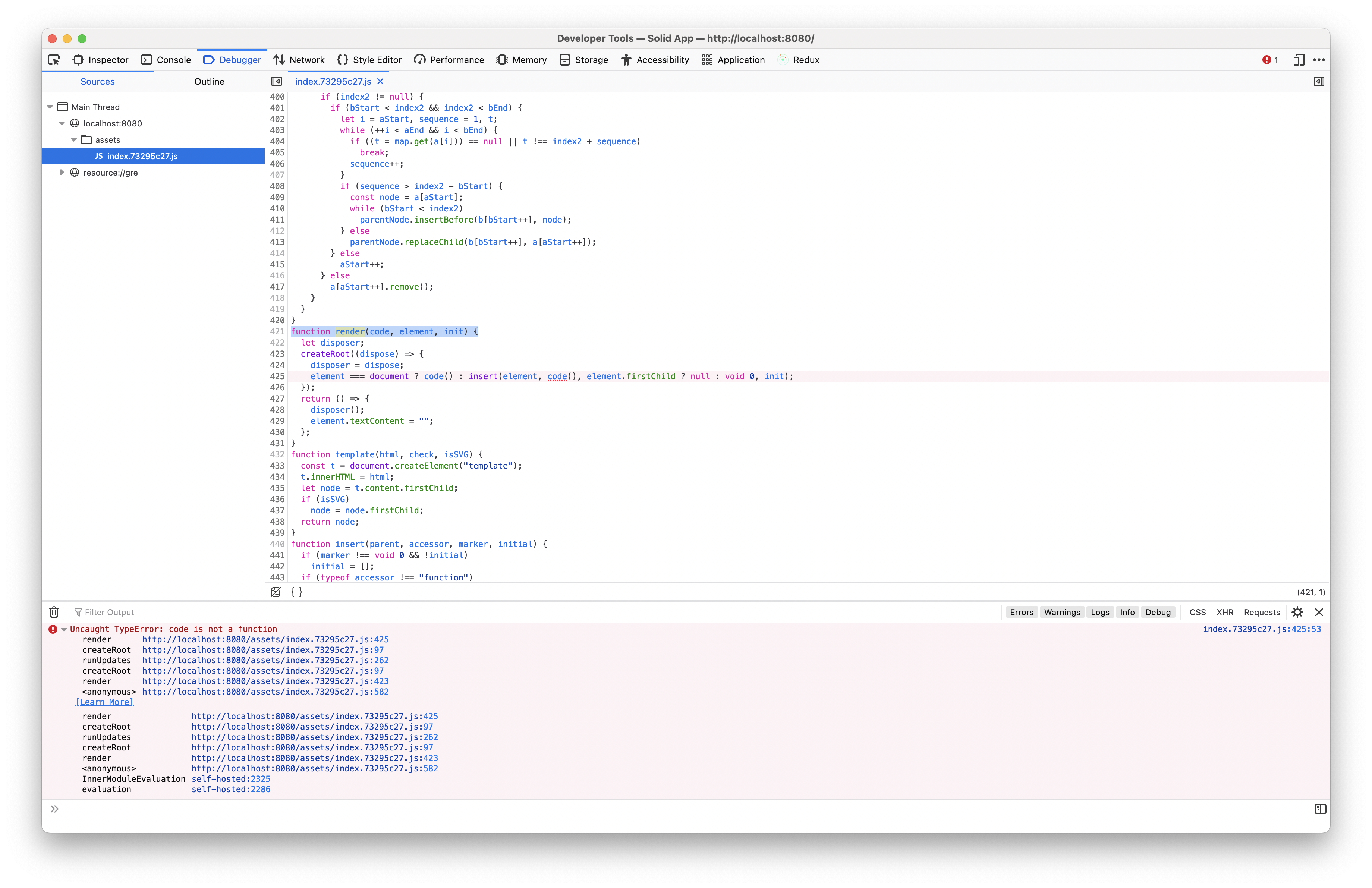 Uncaught TypeError: x is not a function for render from "solid-js/web ...