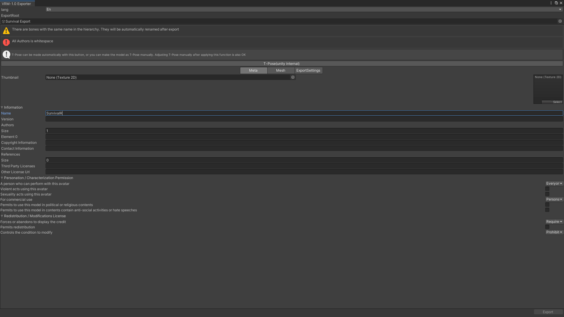 unable to export due to whitespace · Issue #1591 · vrm-c/UniVRM · GitHub