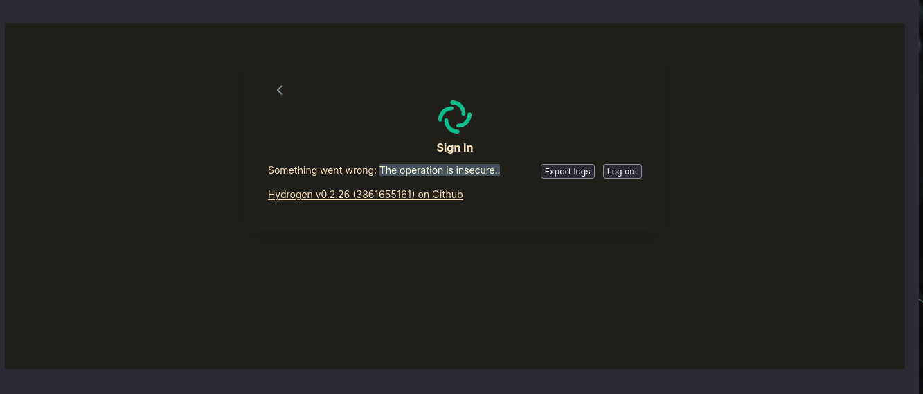 Cannot login: The operation is insecure.. · Issue #696 · element-hq ...
