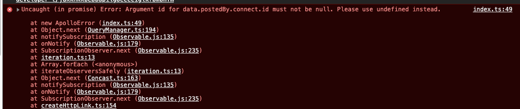 Error: Argument id for data.postedBy.connect.id must not be null ...