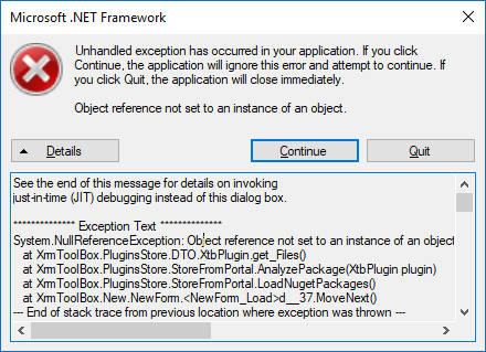 Plugin store null reference · Issue #738 · MscrmTools/XrmToolBox · GitHub