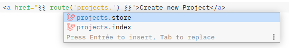 Missing route name completion for routes defined with Route::view ...