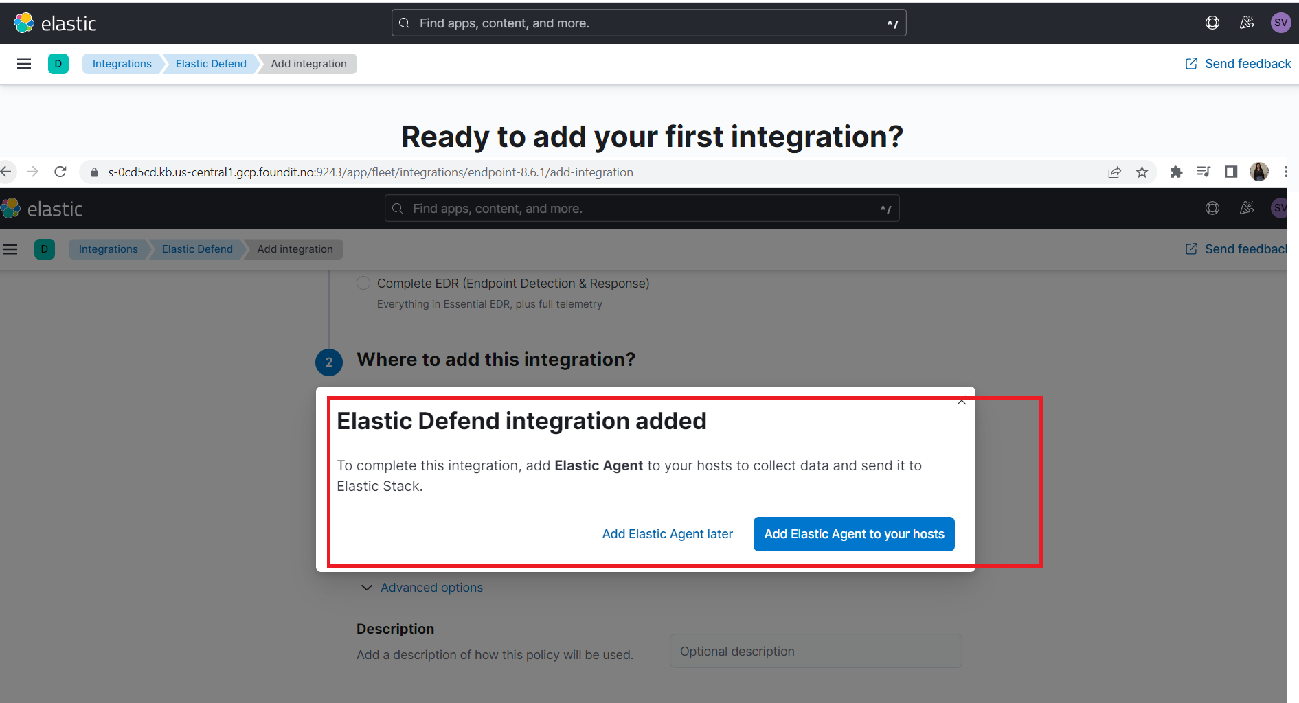 [Question]: `Add Elastic Agent` confirmation box still available after ...
