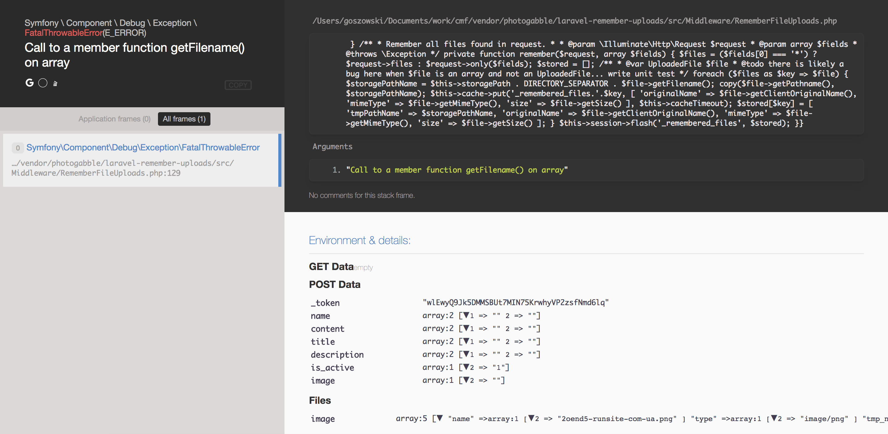 Exception with array fieldnames · Issue #15 · photogabble/laravel ...