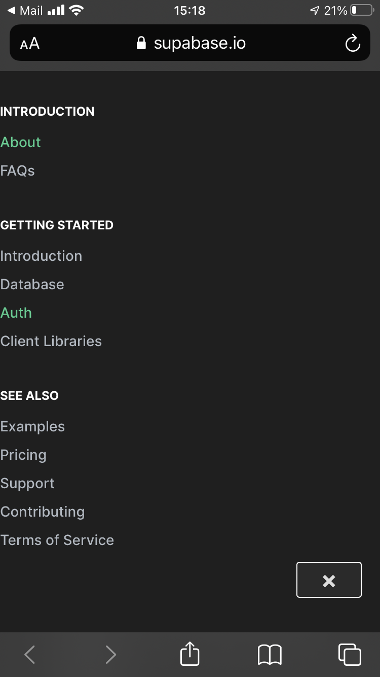 Fix padding on mobile menu · Issue #580 · supabase/supabase · GitHub