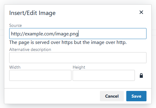 Mixed content info when embedding images · Issue #6084 · tinymce ...