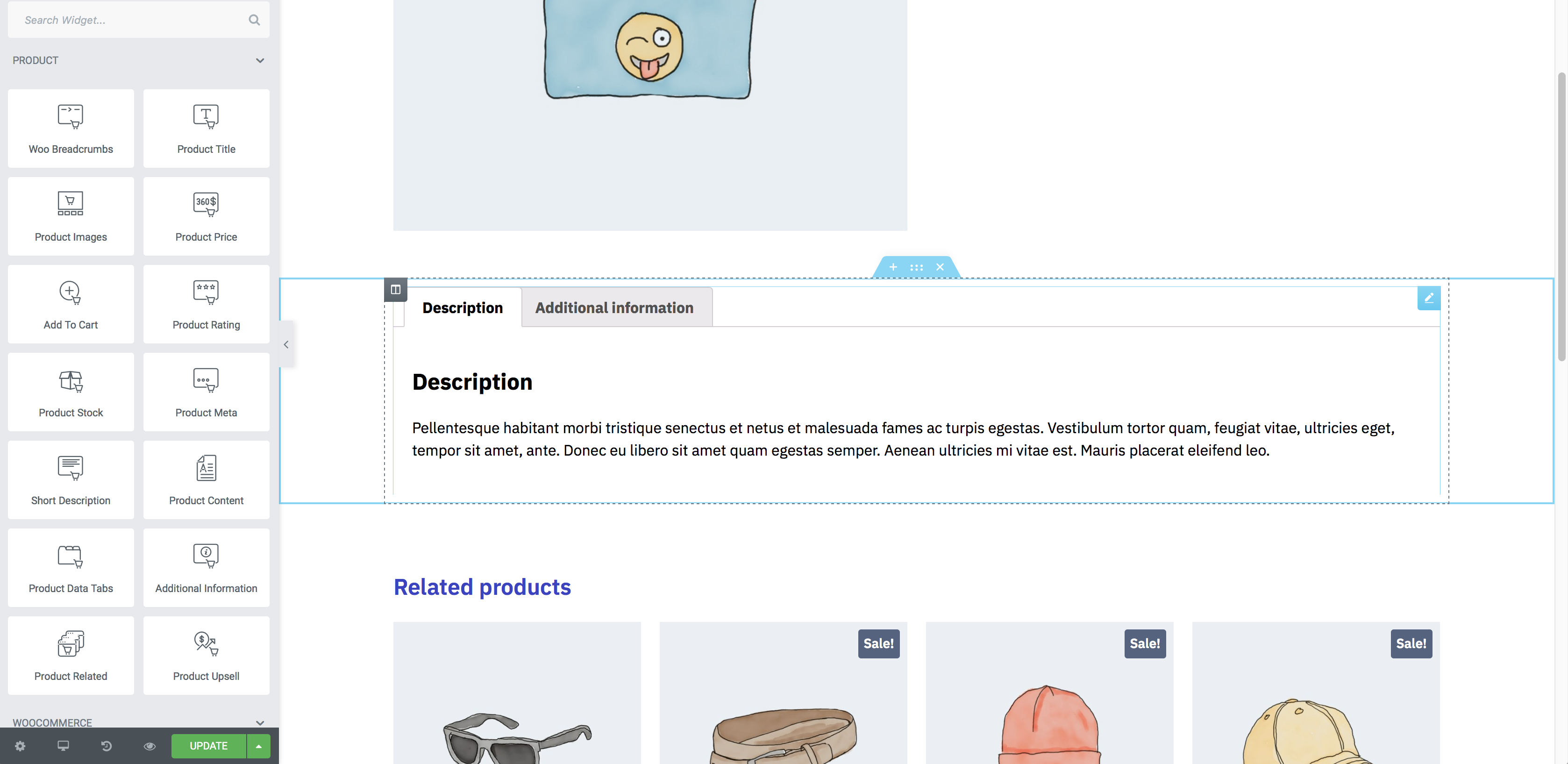 product data tabs - back-end