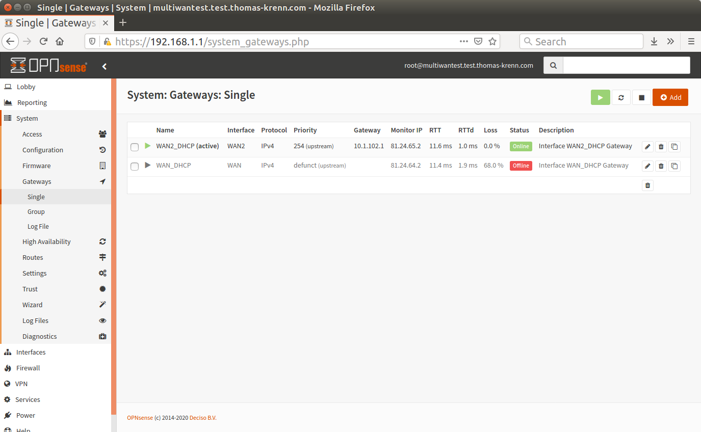 Multi WAN with 2 DHCP WAN interfaces not working properly · Issue 3961 · opnsense/core · GitHub