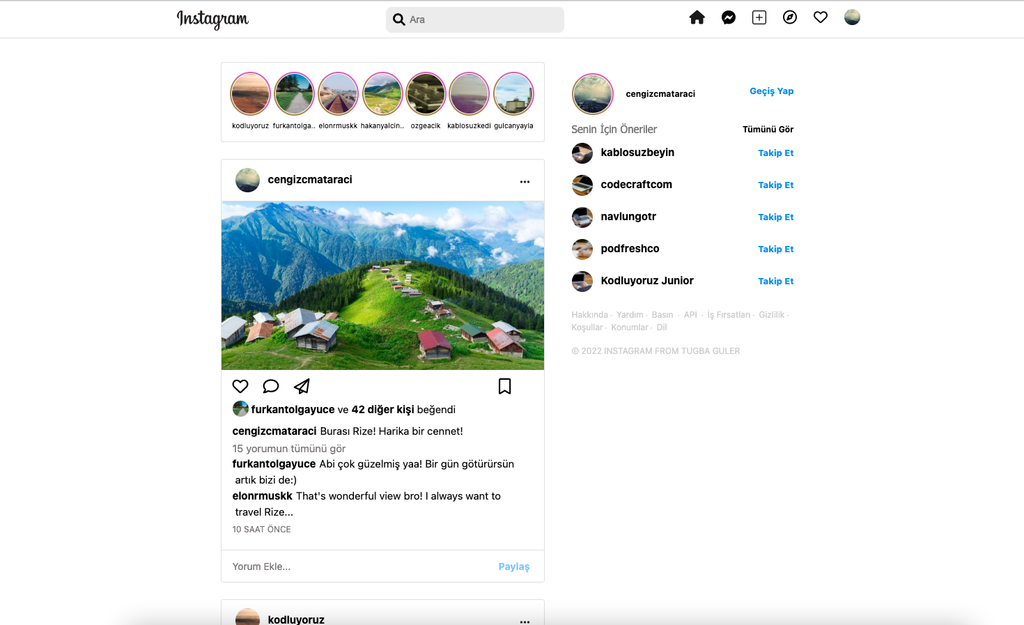 Github Tugbagulertg Instagram Clone