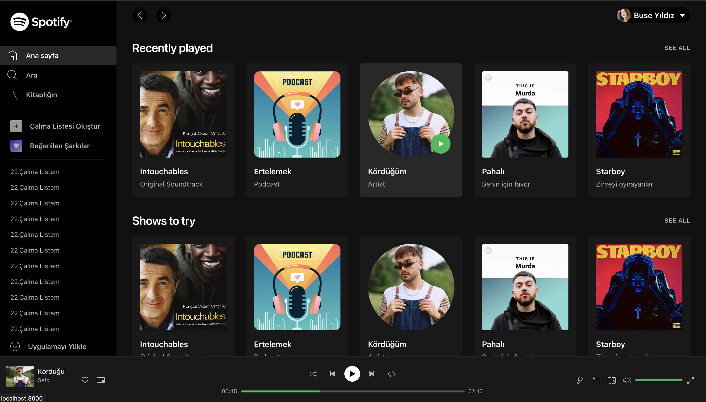 GitHub - buseyildiz/spotify-clone: react and tailwind practice