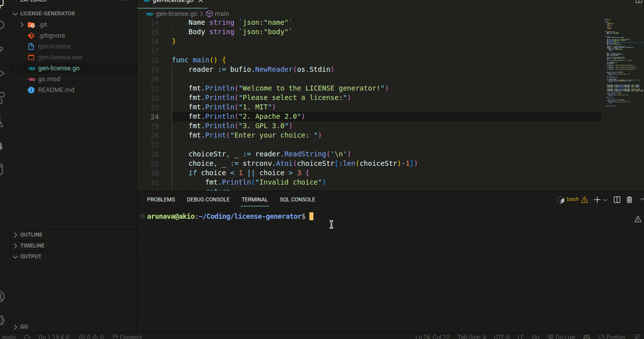 Github vimfn license generator create licenses right from your terminal
