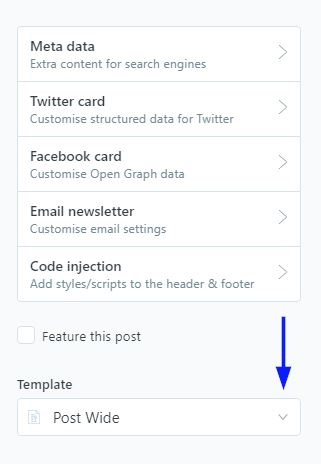Ghost Post format dropdown