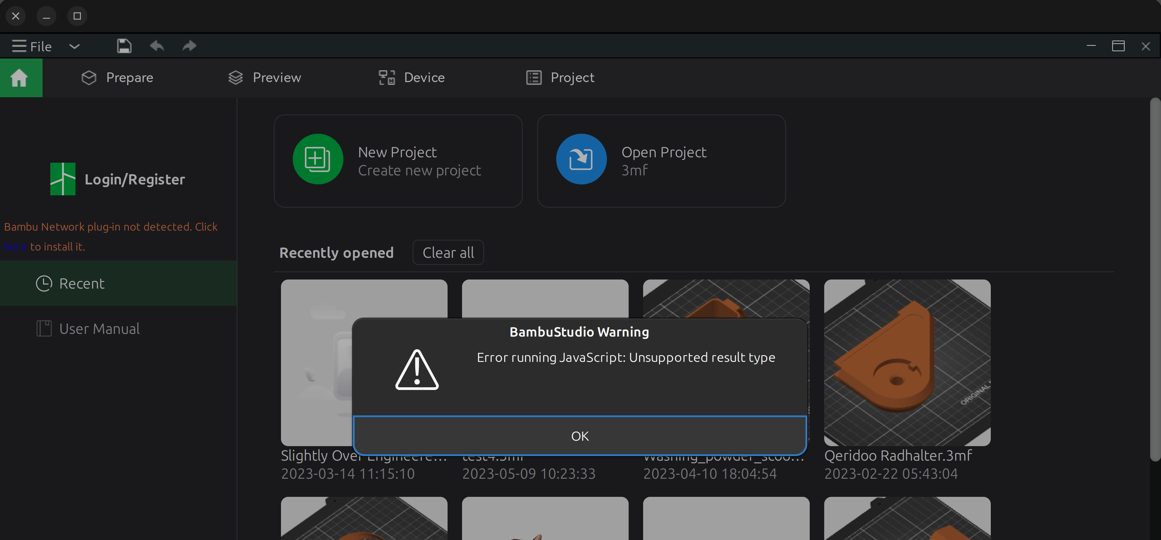 Error message on Ubuntu 23.04: Error running JavaScript: Unsupported ...