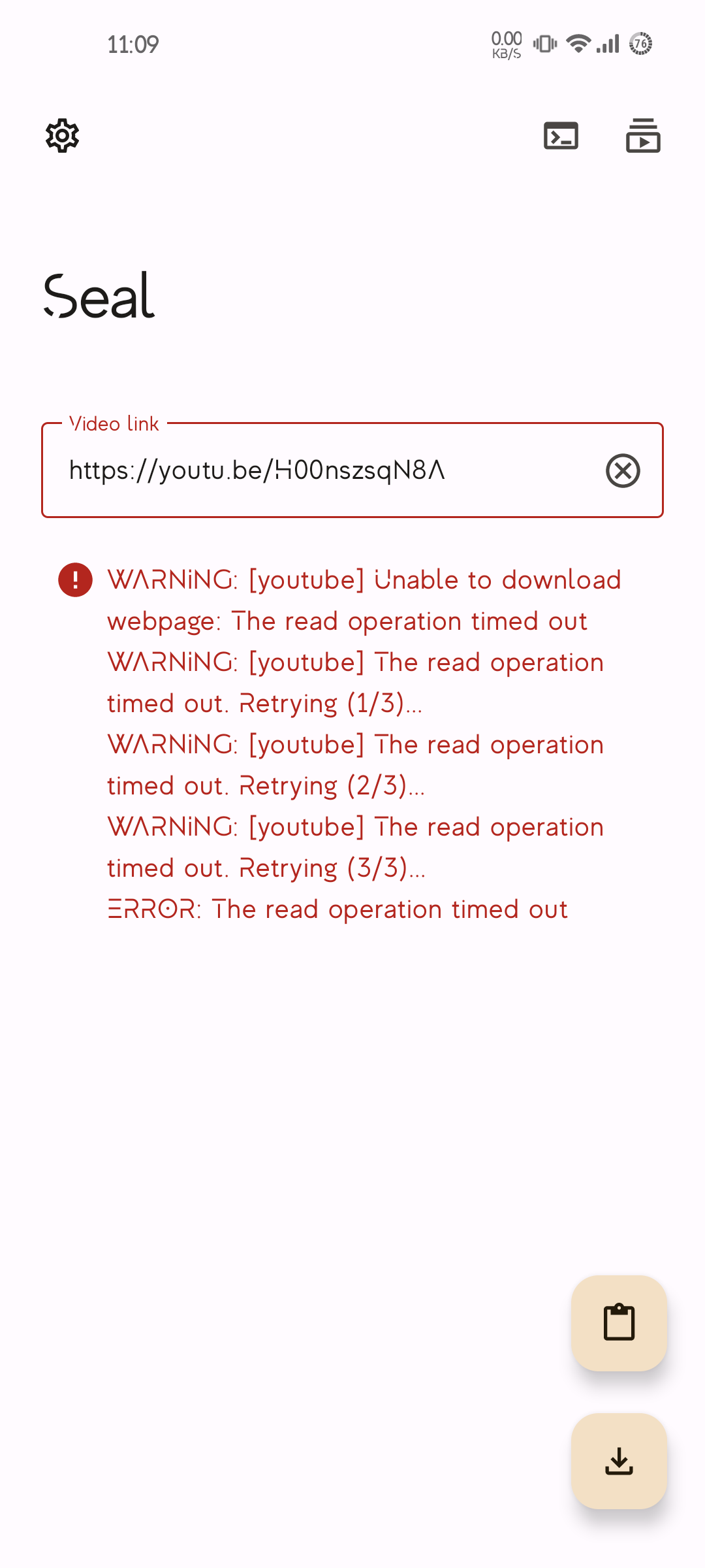 I'm unable to download any video. · Issue #637 · JunkFood02Seal · GitHub