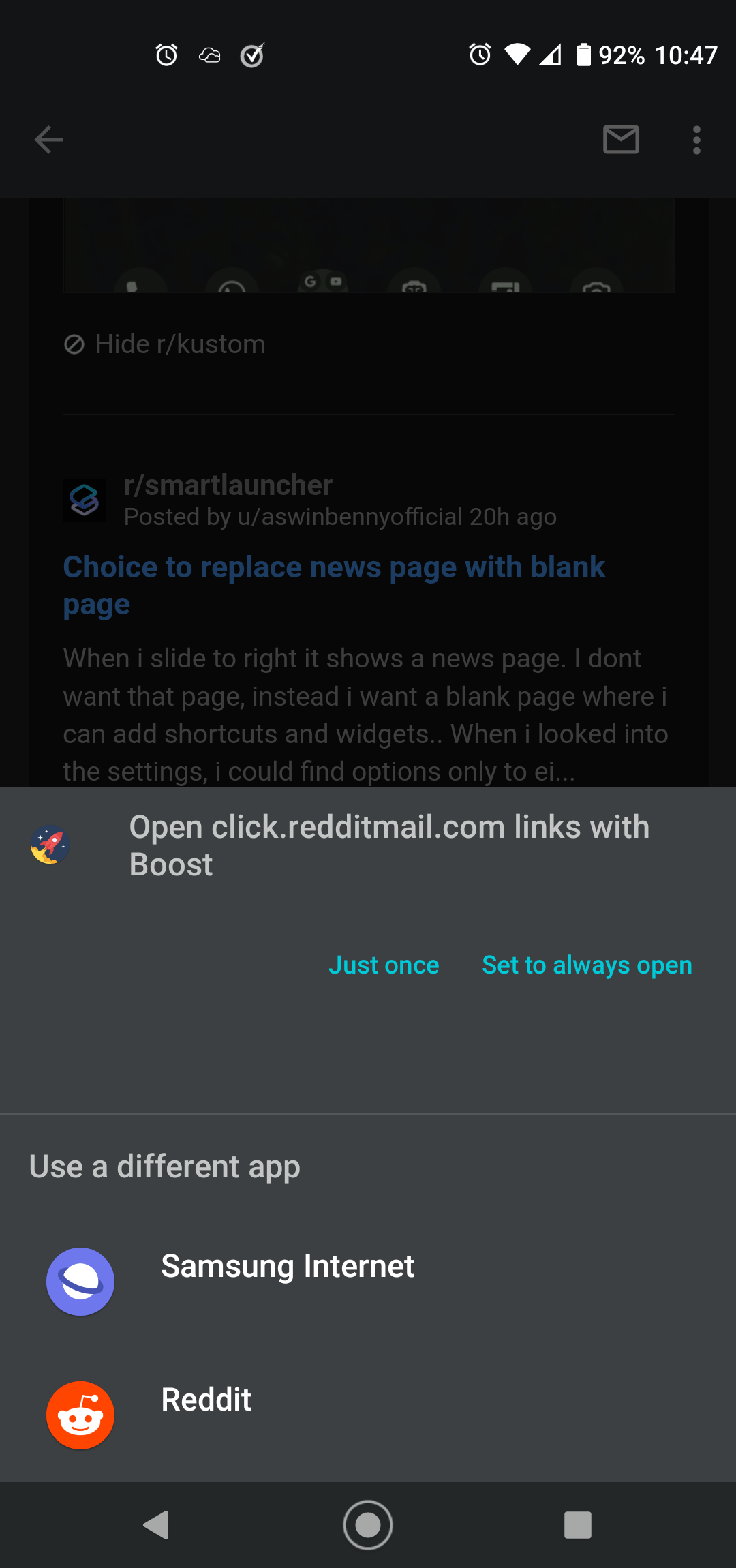 Add & handlers to open Reddit