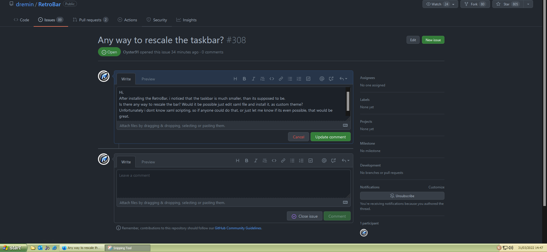 Any way to rescale the taskbar? · Issue 308 · dremin/RetroBar · GitHub
