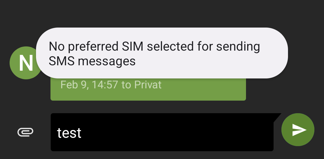 With 2 SIM, SMS SIM preference "ask every time" doesn't work · Issue