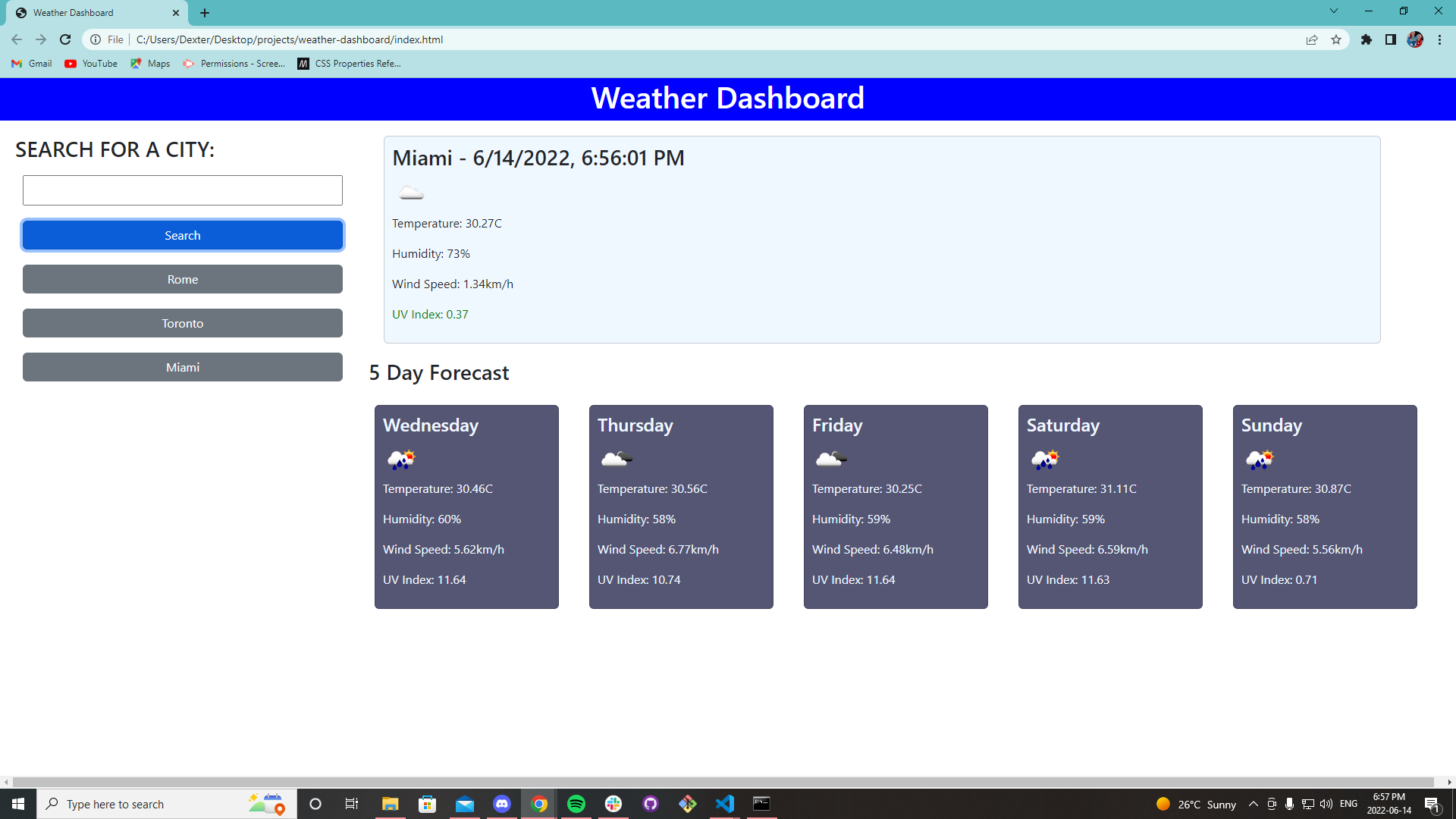Github Dexzax Weather Dashboard