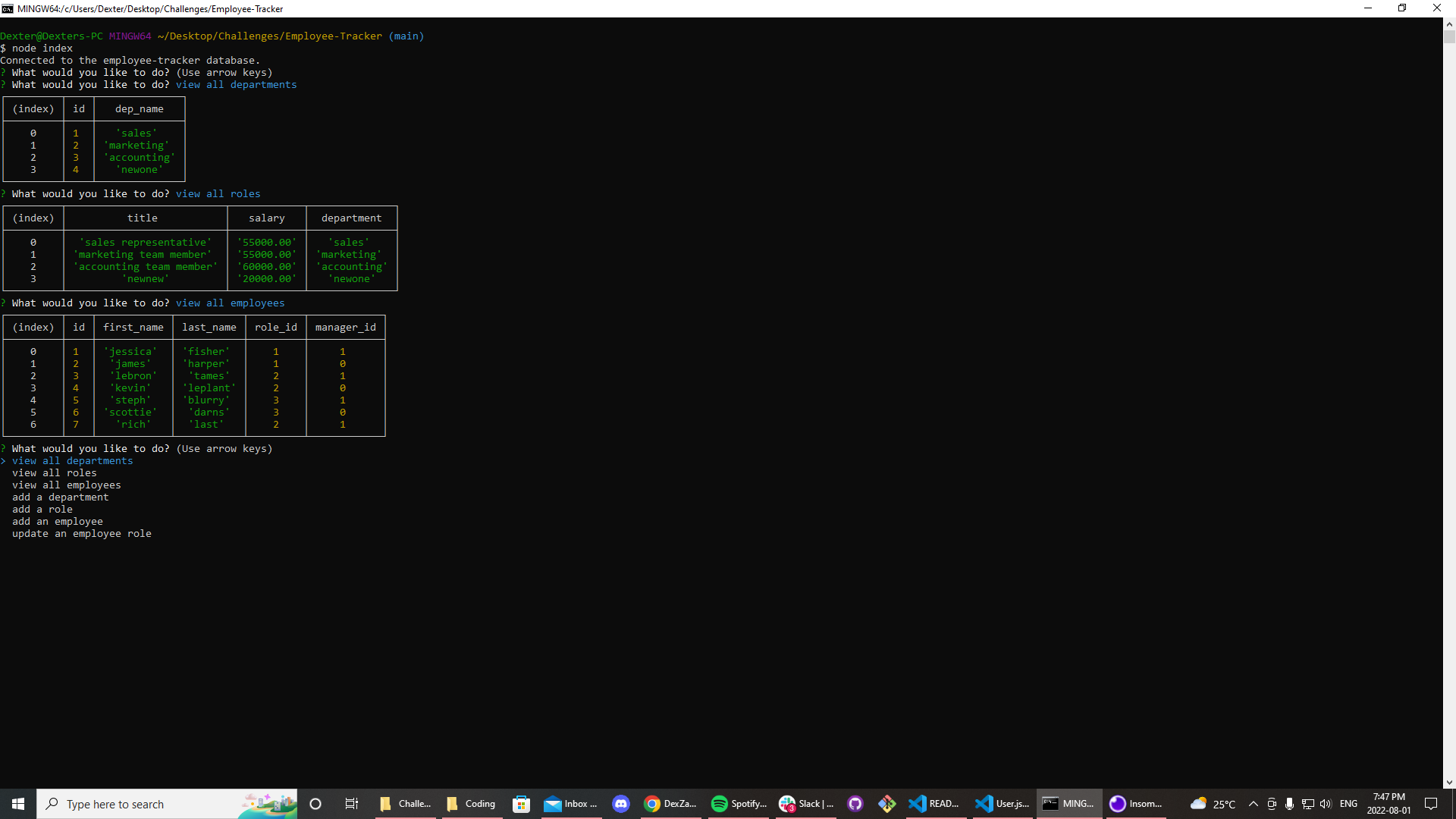 Github Dexzax Employee Tracker