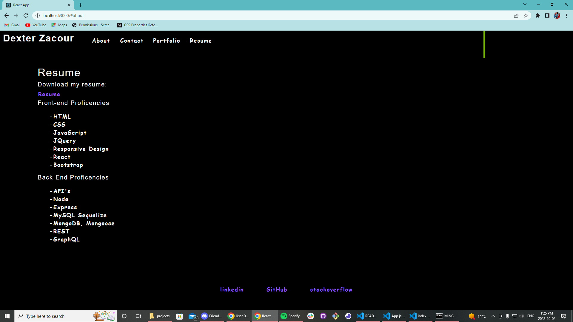 Github Dexzax React Portfolio