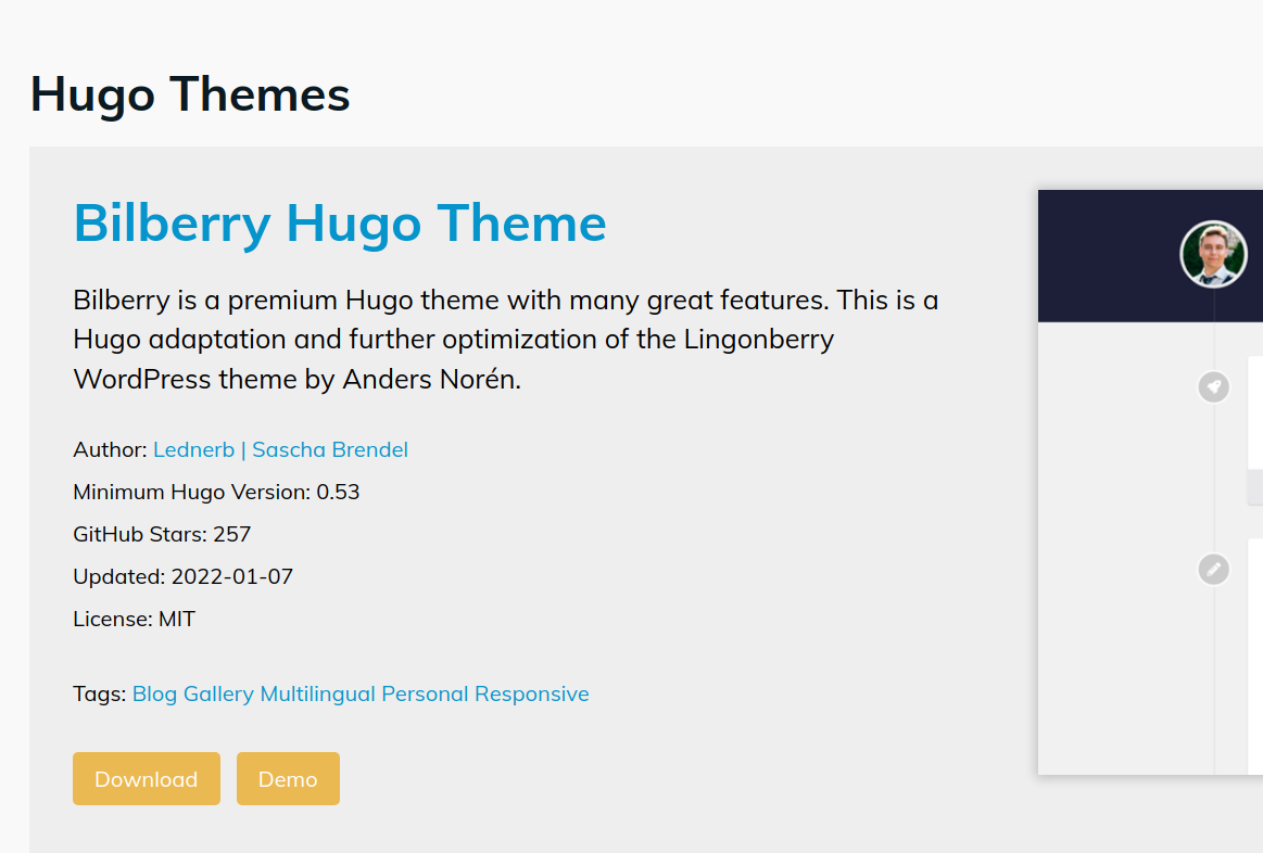 Outdated info about the theme is displayed on themes.gohugo.io and ...