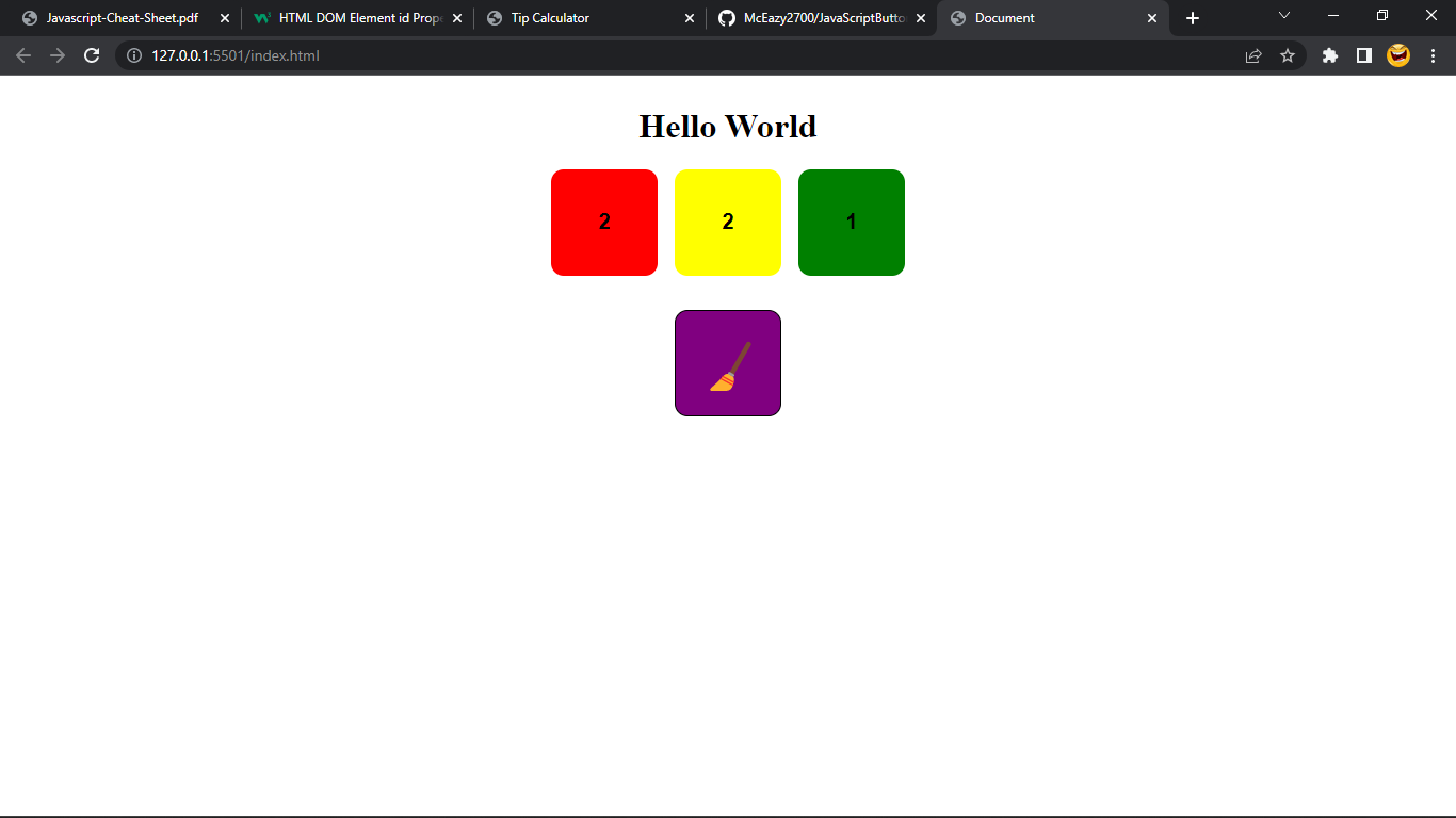one button performs more functions - using javascript... GitHub - McEazy2700/JavaScriptButton_Game