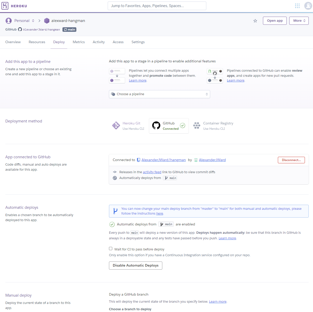 GitHub - AlexanderJWard/hangman