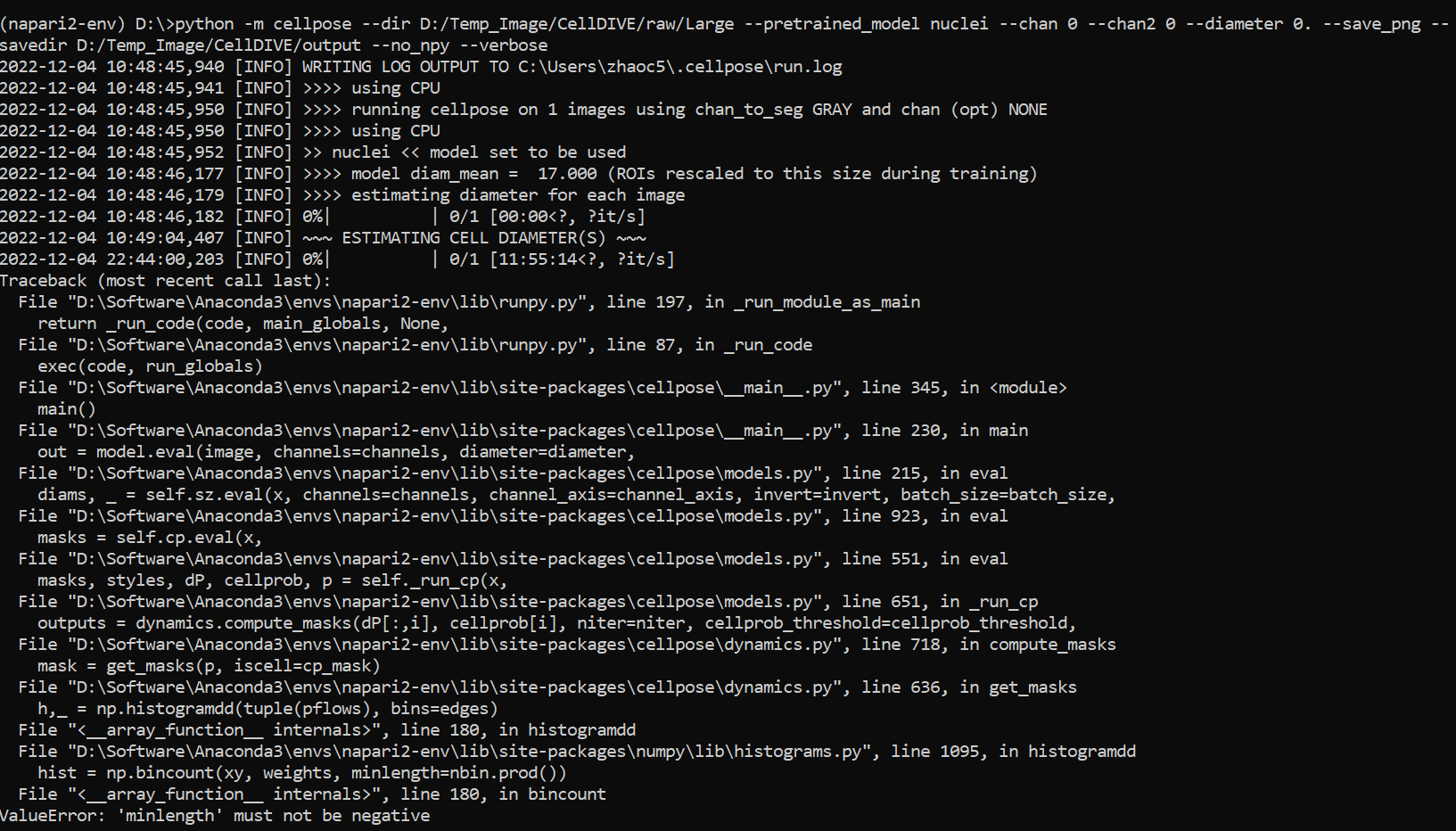 ValueError 'minlength' must not be negative · Issue 616 · MouseLand