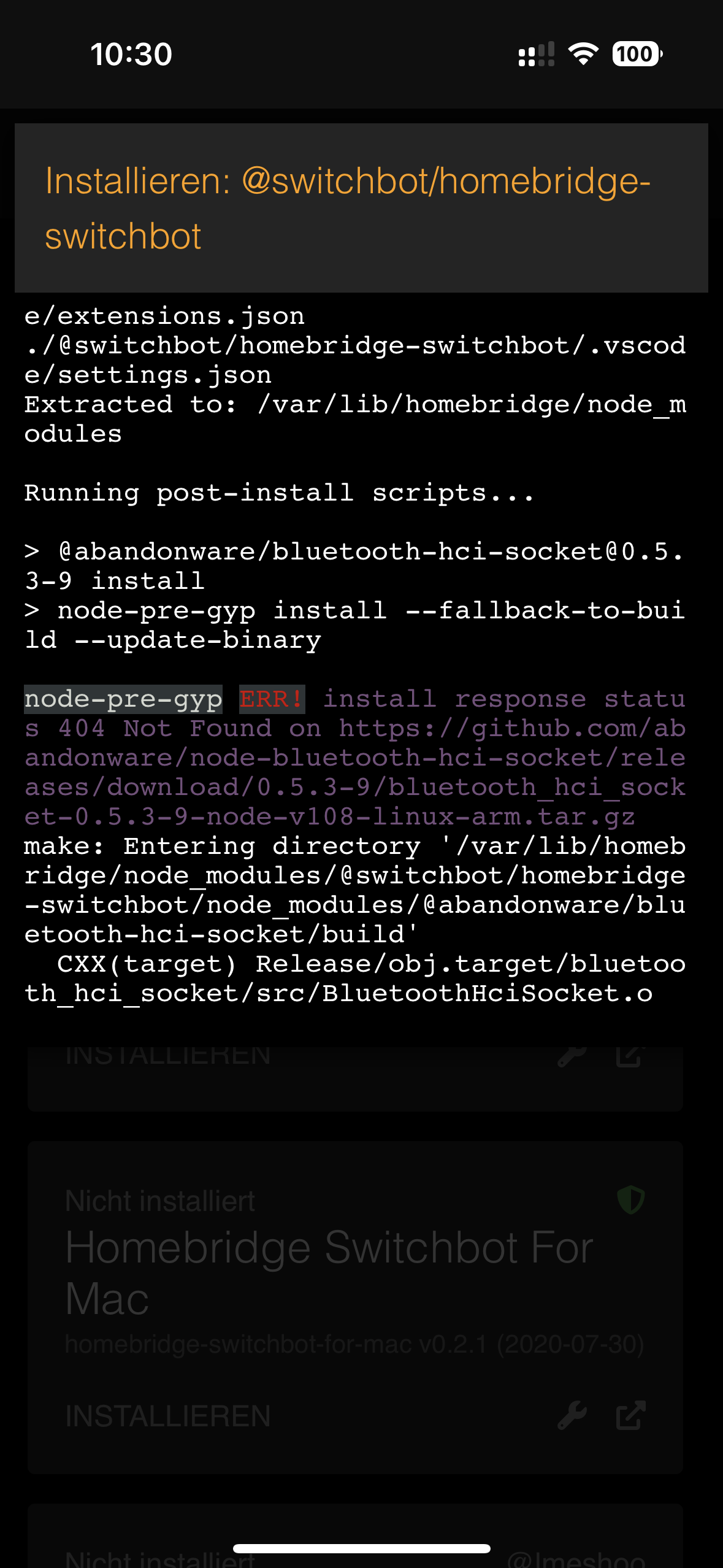 Support Request Can install homebridgeswitchbot · Issue 646