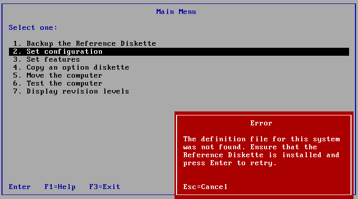 error 160 appear on IBM PS/2 model 55SX after starting machine · Issue ...