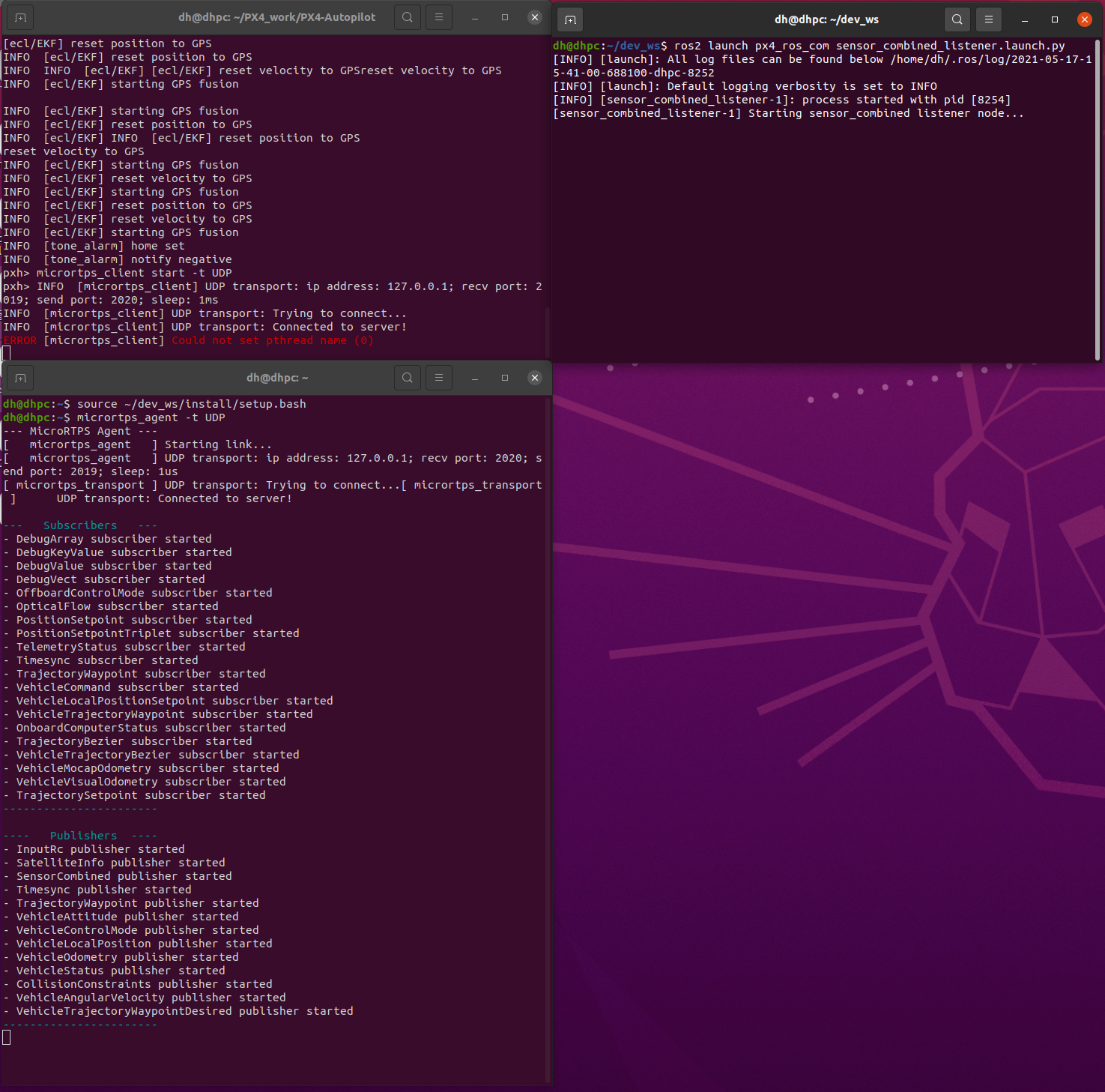No ROS2 topic publication · Issue #83 · PX4/px4_ros_com · GitHub
