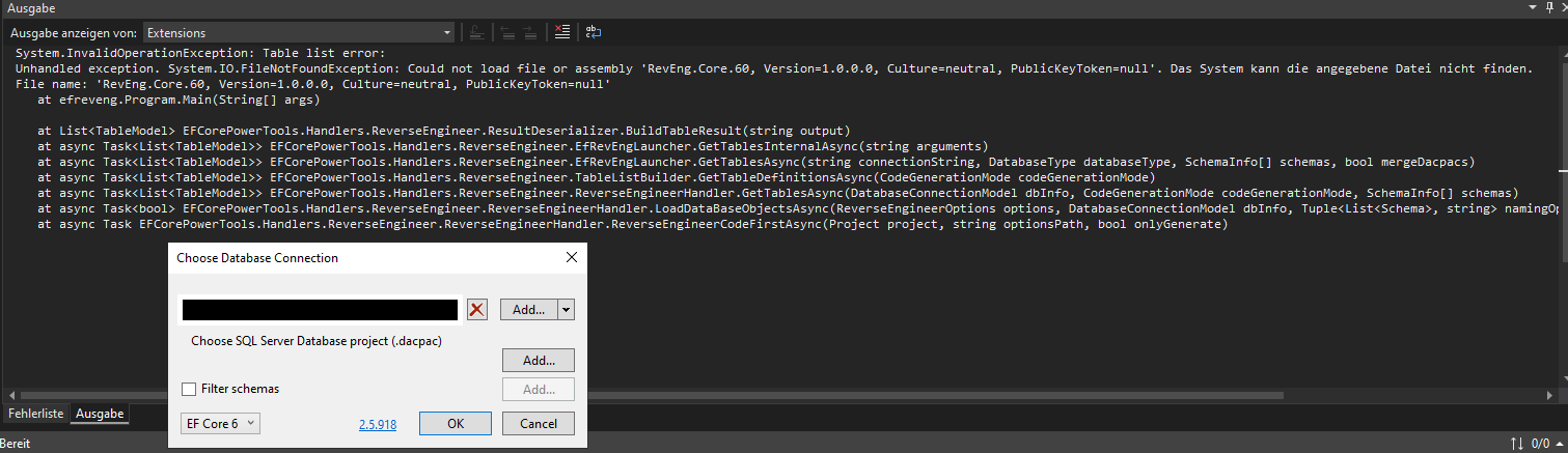Reverse Engineer - Could not load Assembly "RevEng.Core.60" · Issue ...