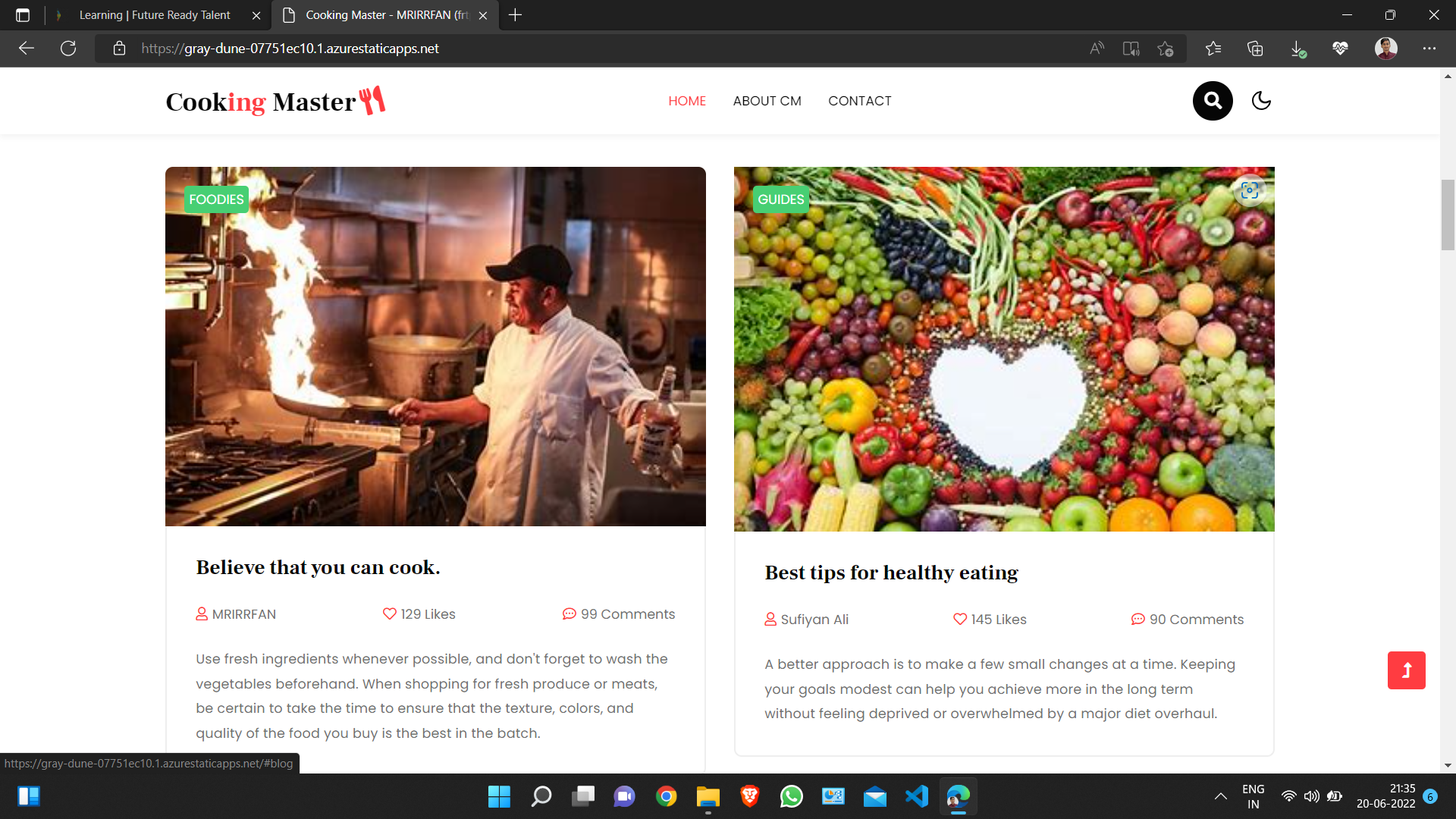 GitHub - MRIRRFAN/frtproject: Here I have created a cooking blog web ...
