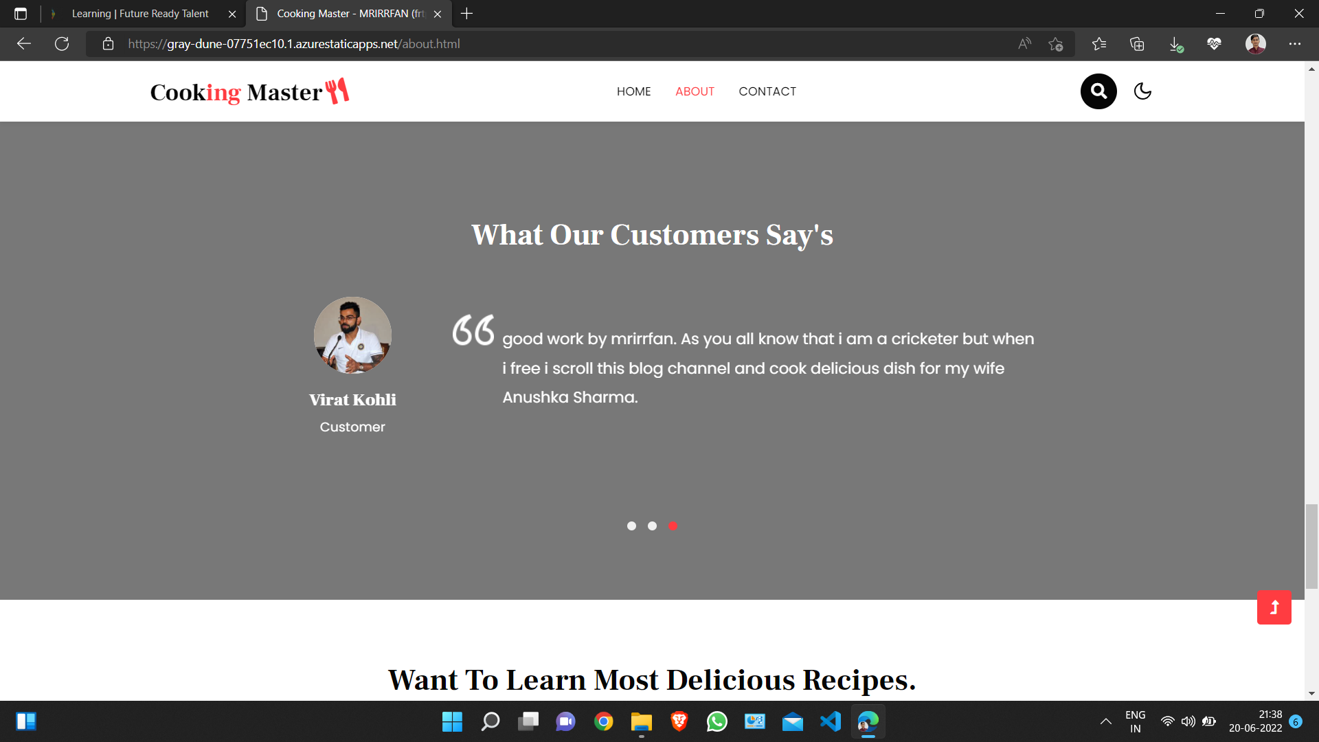 GitHub - MRIRRFAN/frtproject: Here I have created a cooking blog web ...
