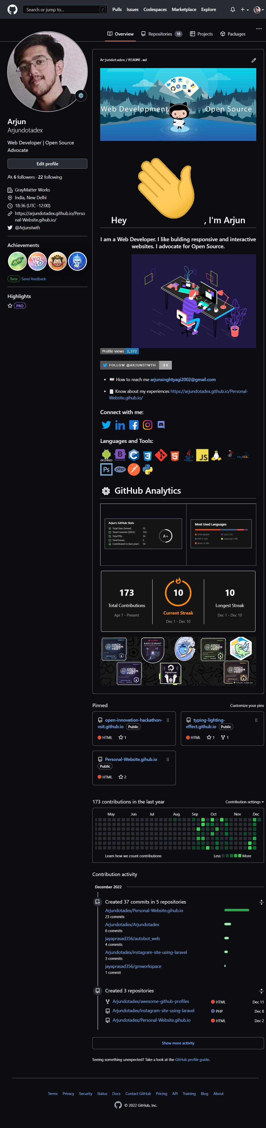 GitHub profile of {{ name }}