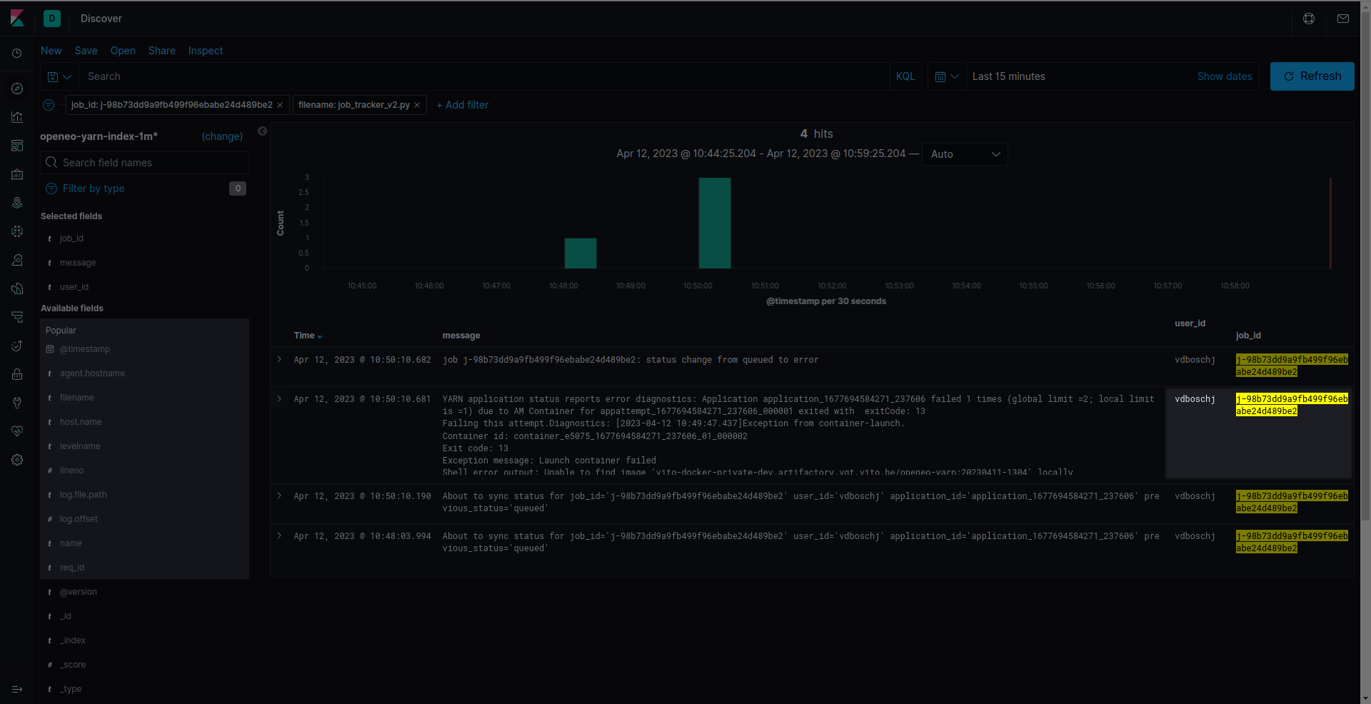 YARN diagnostics error logs lacks context · Issue 388 · OpenEO/openeo