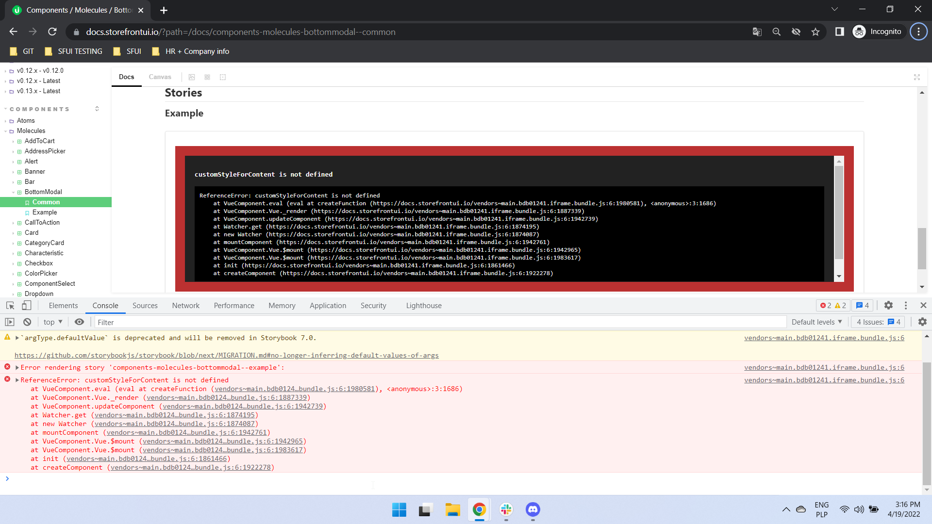 [BUG] Storybook Molecules Bottom Modal error on console · Issue #2373 ...