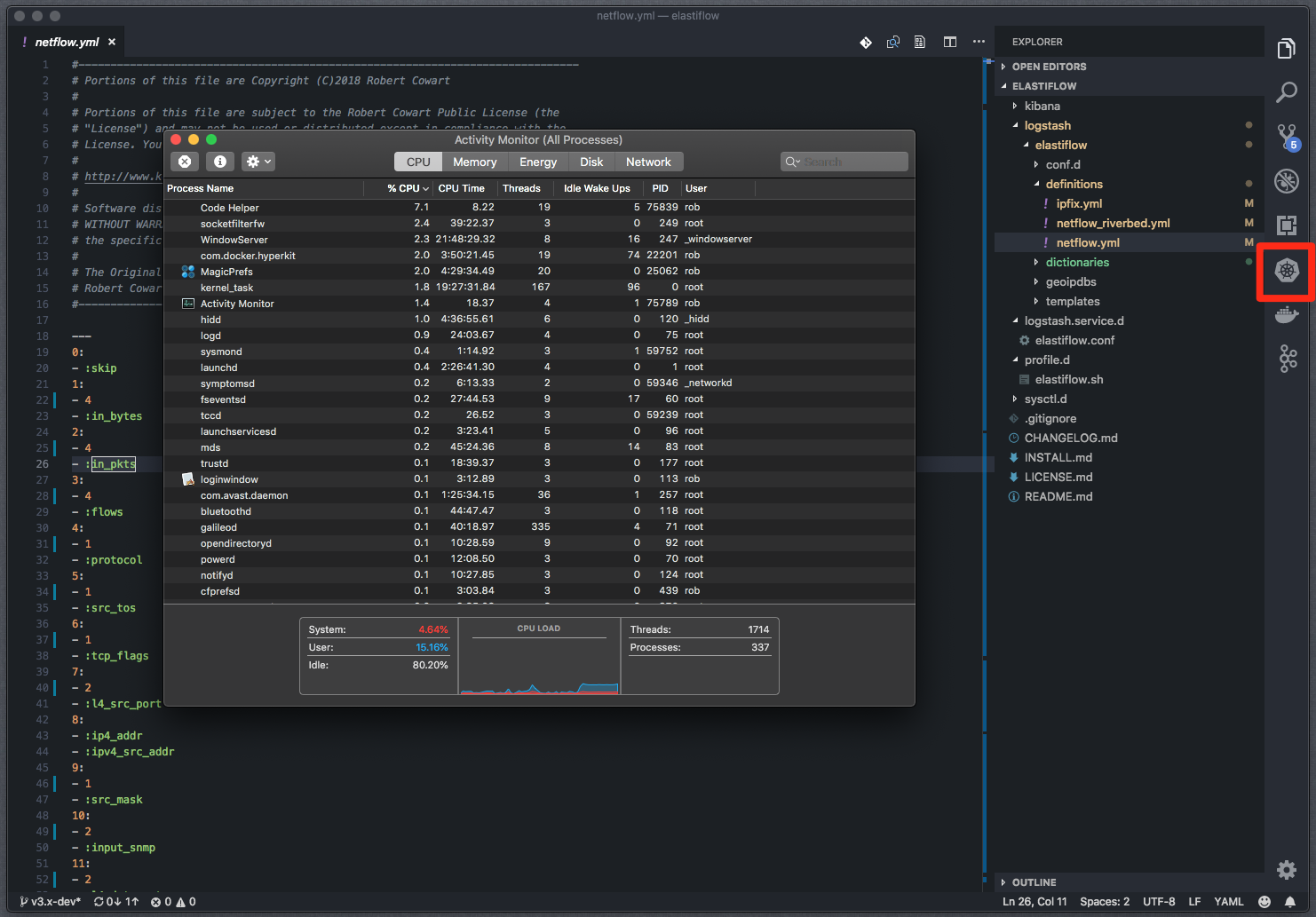 extension consumes excessive CPU anytime a YAML file is open