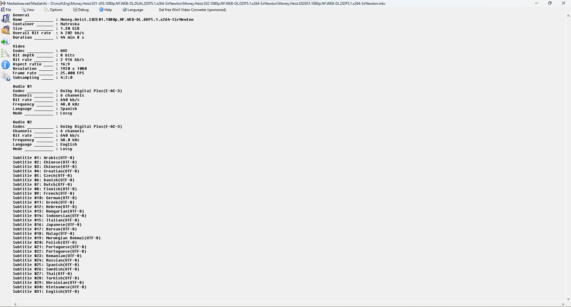 A script to get basic Media Info without using any 3rd Party Media Info ...