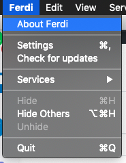 About Ferdi in the right menu