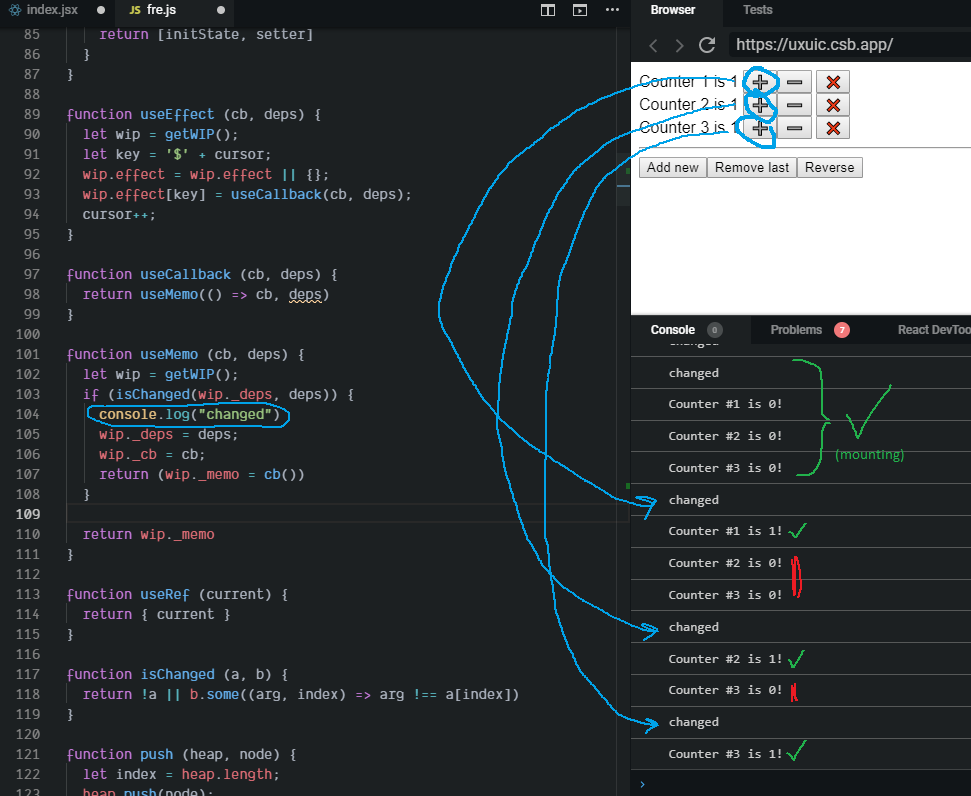 Bug in useMemo (?) · Issue #63 · frejs/fre · GitHub